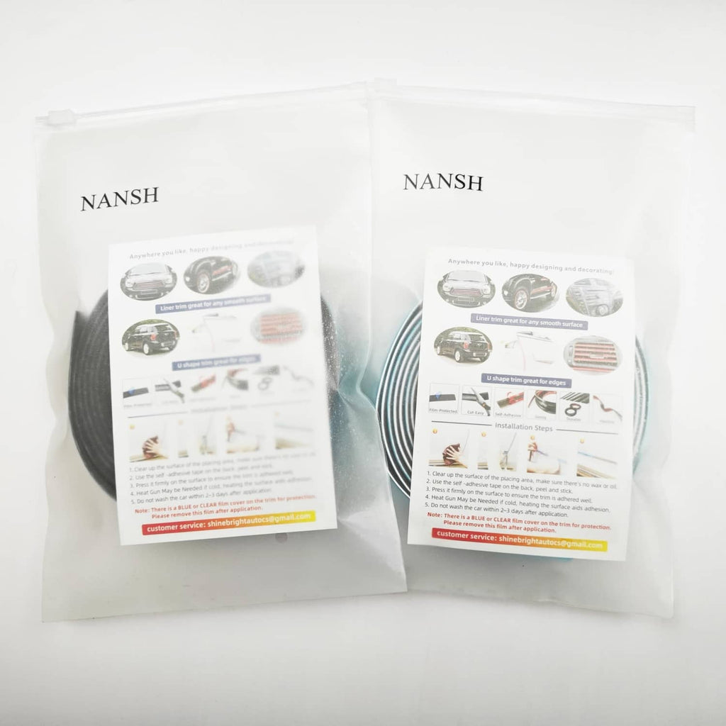 Car trim instruction paperwork in two clear plastic bags