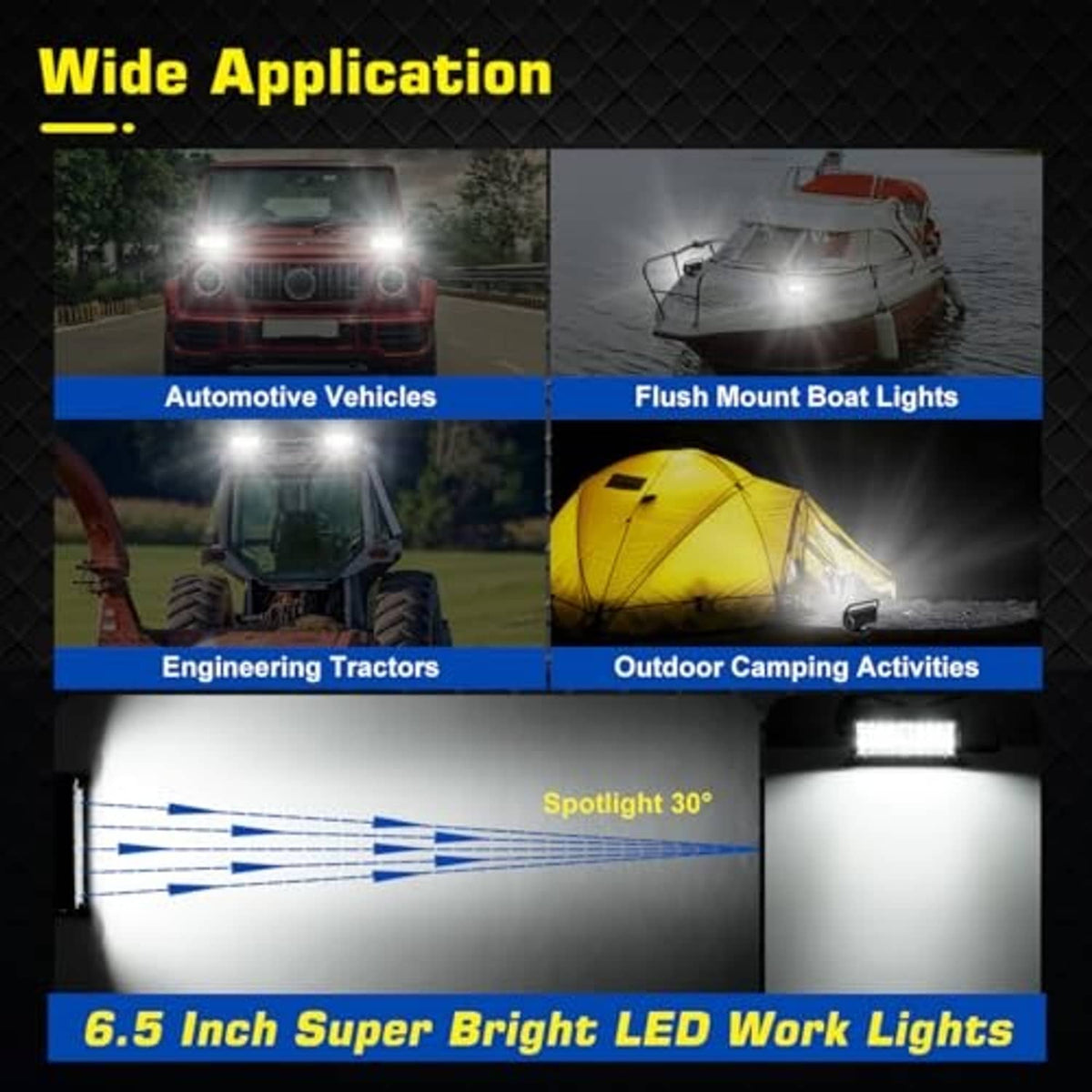 Compact black magnetic LED work light bar with bright LED head