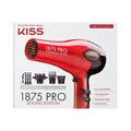 Red and black hair dryer styling set in retail box, shown with included attachments