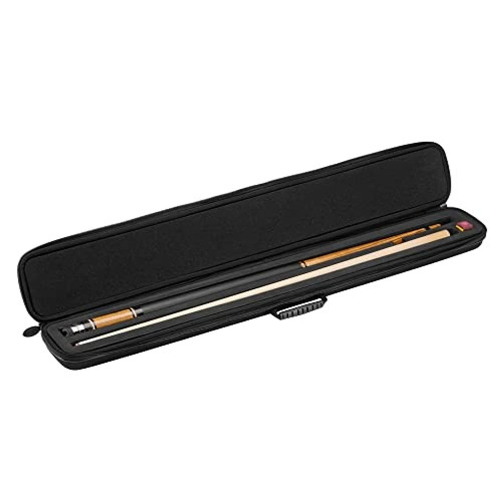 Black cue case with black trim and zippered storage compartment