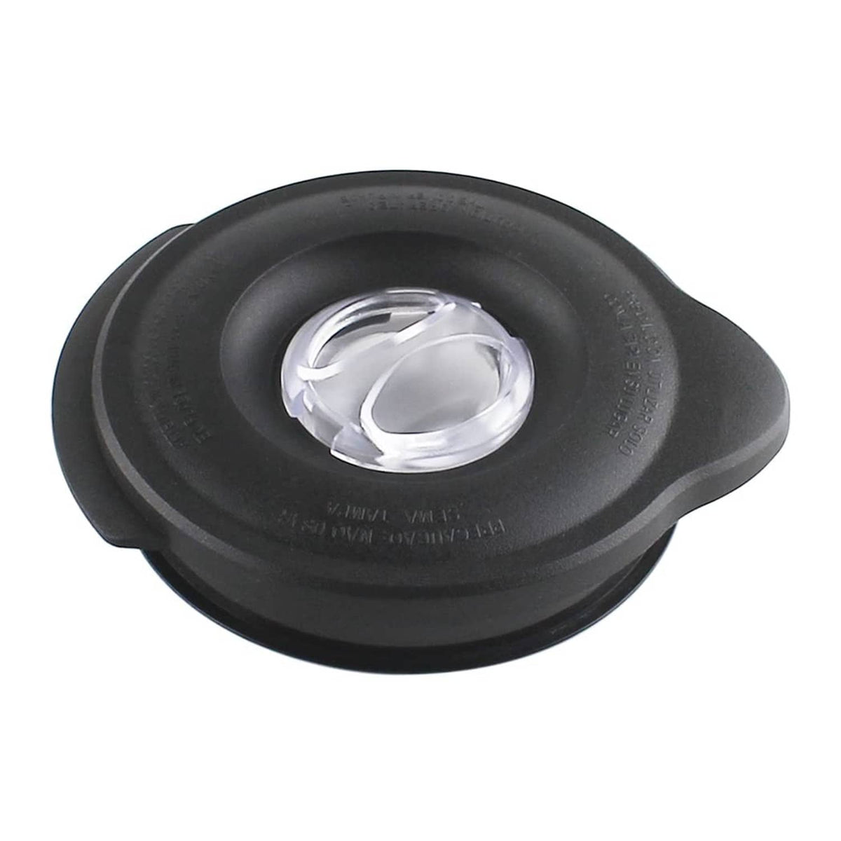 Clear blender jar with black lid and centered blade cap, 6-cup replacement part