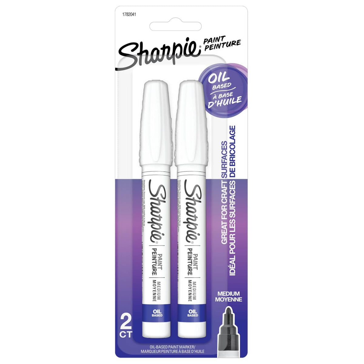 Two white Sharpie oil-based paint markers with medium tips (set of 2)