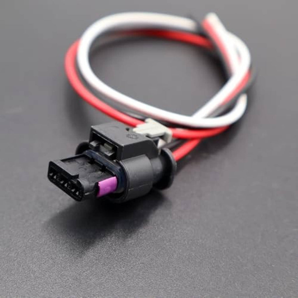 Camshaft position sensor connector with black housing and red/white wires
