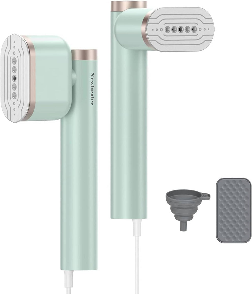 Portable mint clothes garment steamer with nozzle, hanging brush and water tray