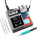 Digital soldering station base with LCD display, soldering iron, stand and tips