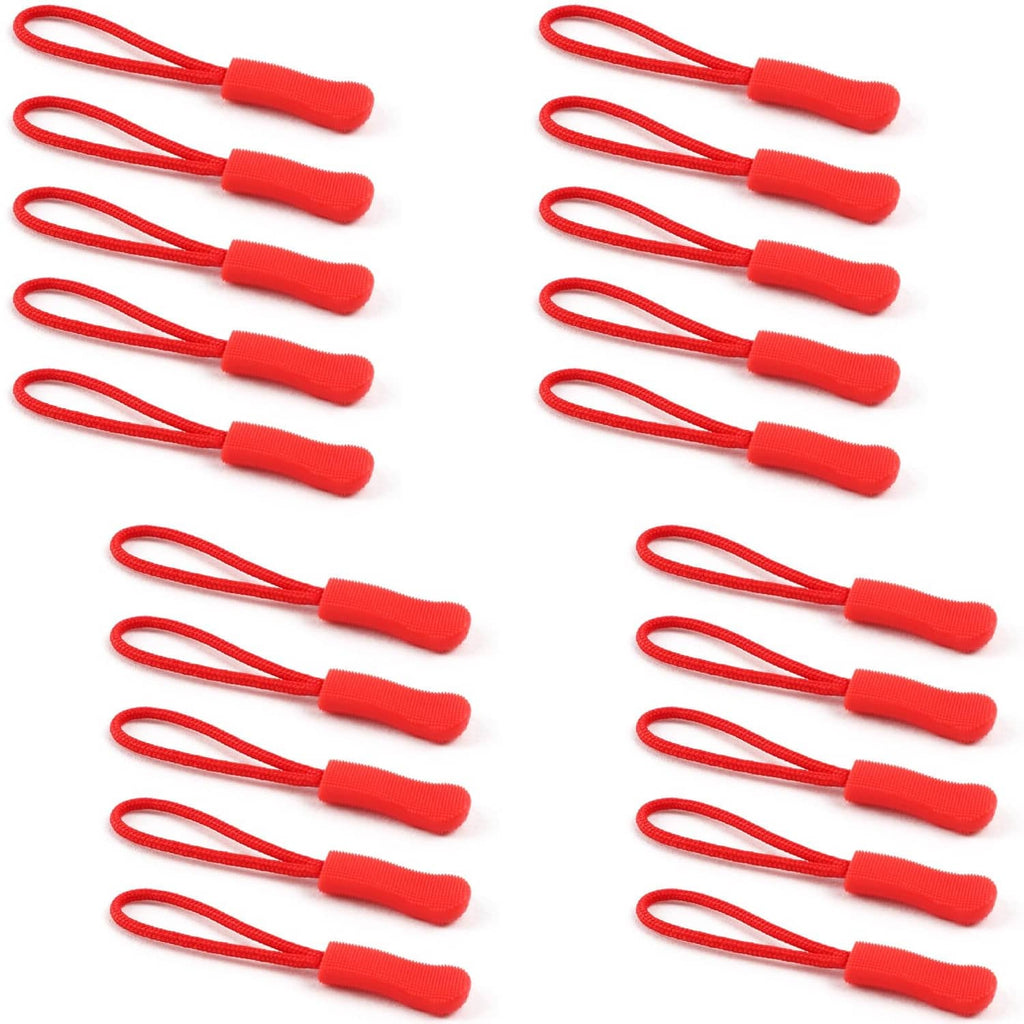 Red zipper pull cords with red foam handles, set of 20-style zipper helpers