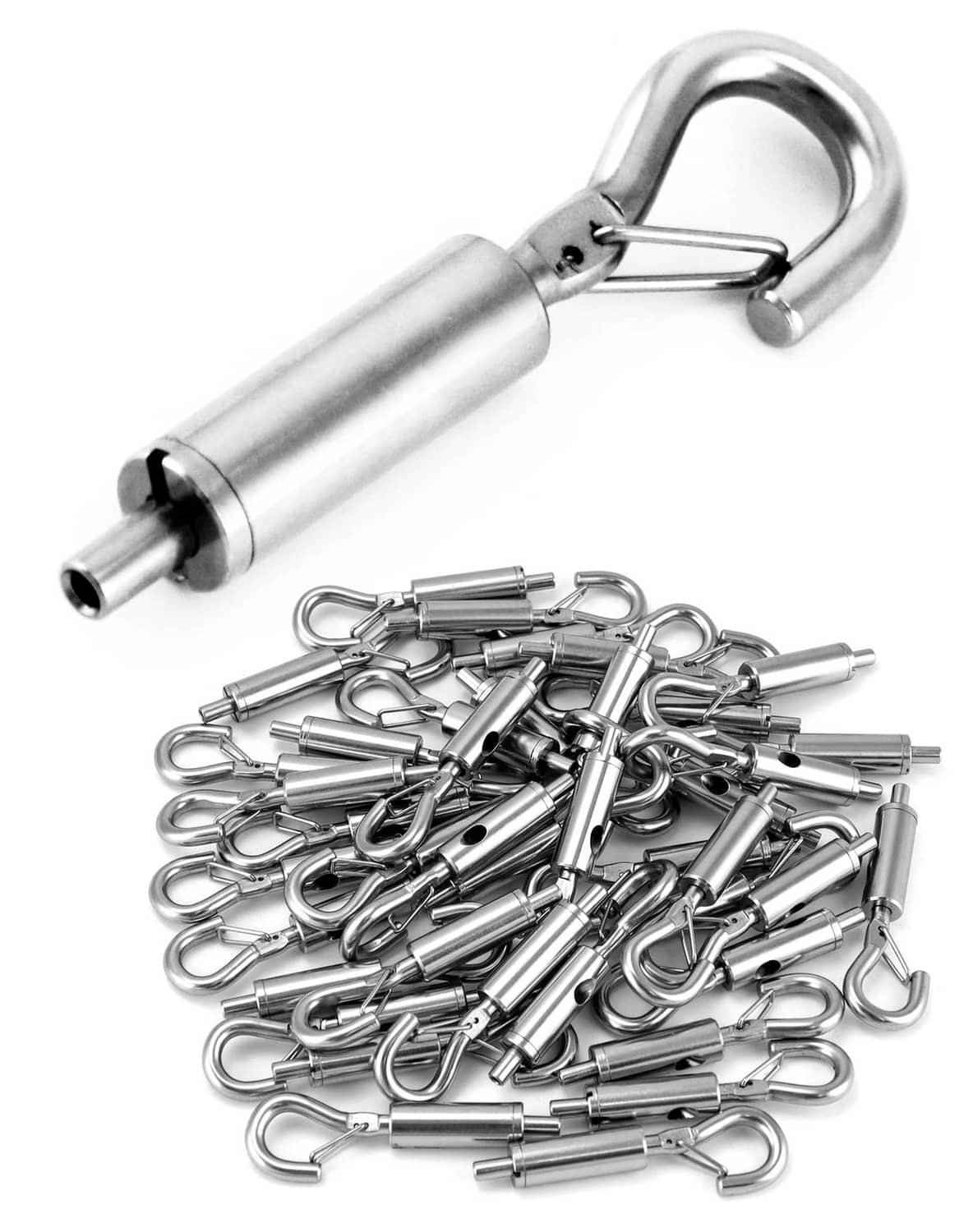 QWORK steel wire rope hanger set: locking pin and metal clips with loop hook