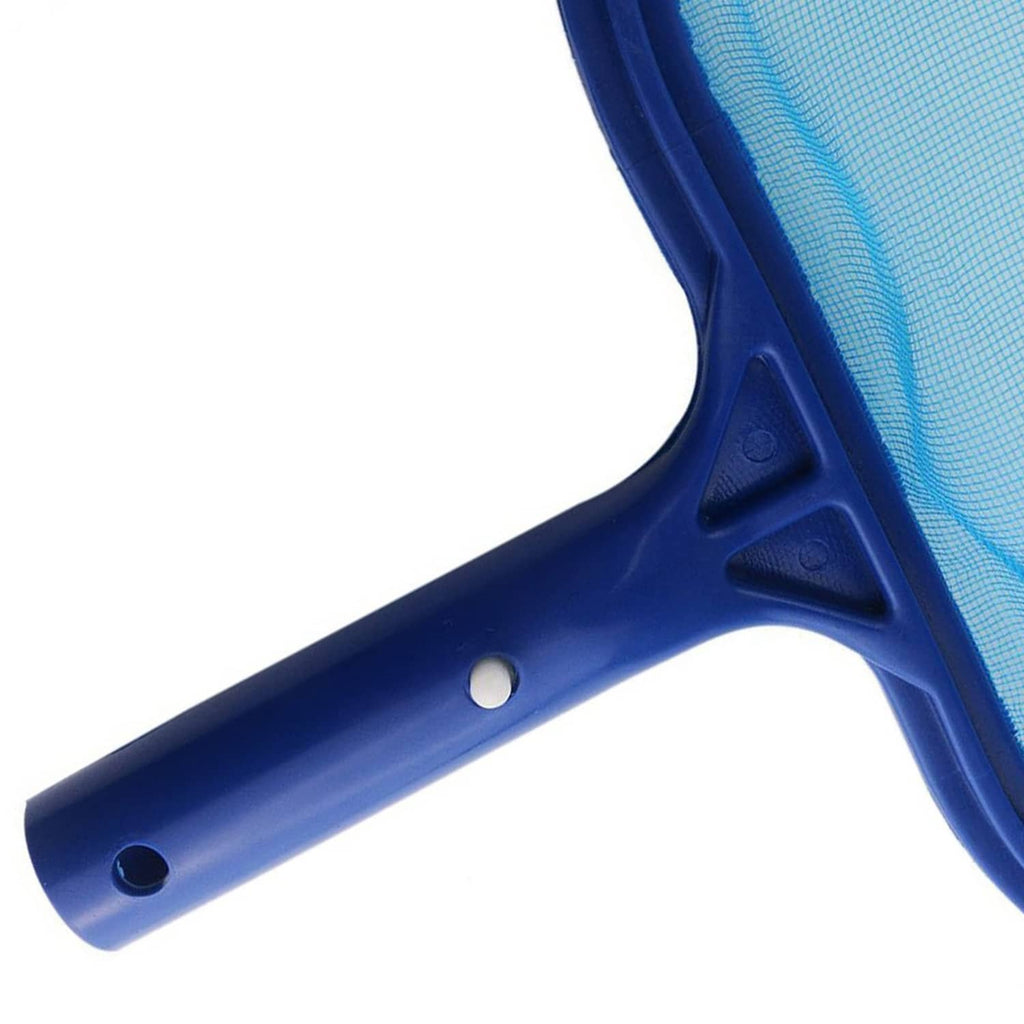 Blue pool skimmer handle and frame attachment with mounting holes