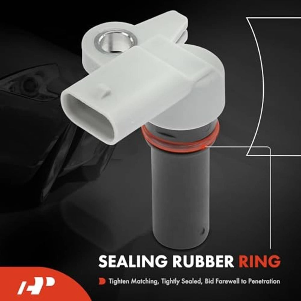 Camshaft position sensor close-up showing sealing rubber ring and mounting hole