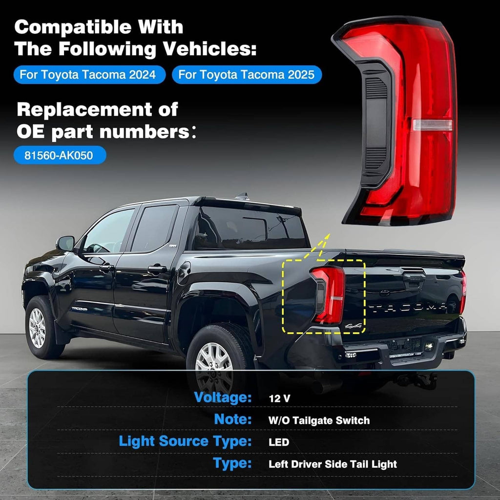 LED tail light assembly with red lens, black housing, and white reflector strip
