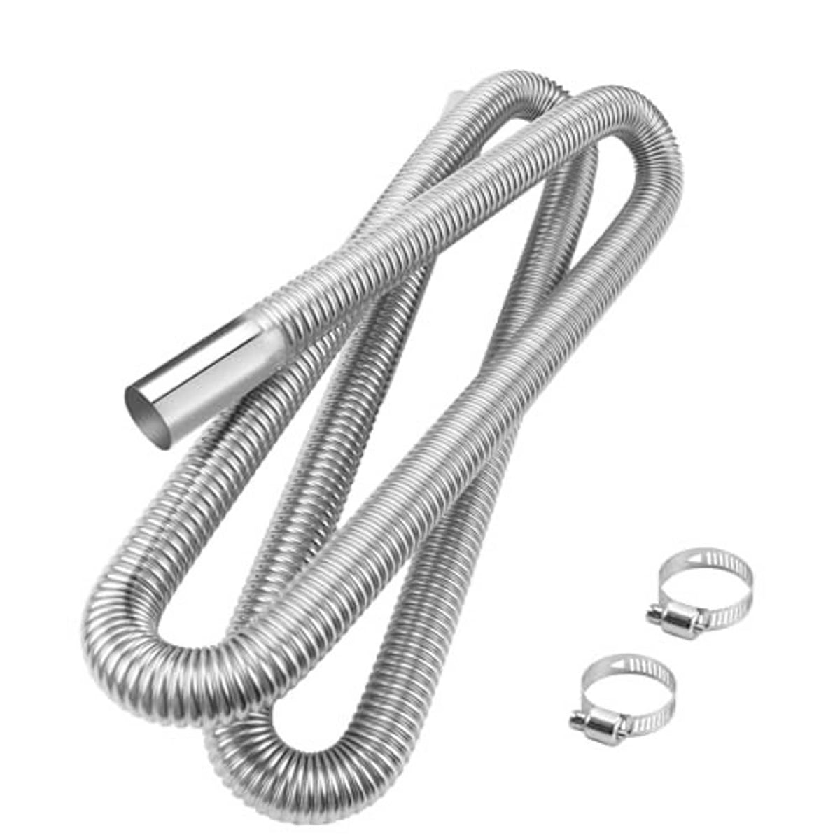 Stainless steel flexible exhaust hose with ribbed coil and metal coupling ends