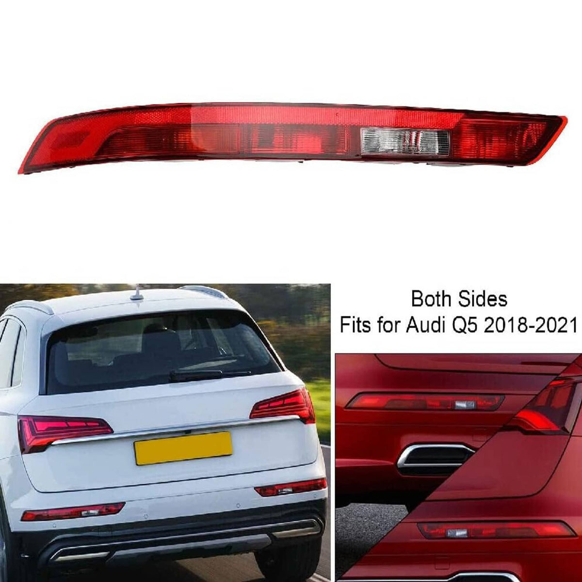 Rear light bar assembly with red lens and clear middle strip