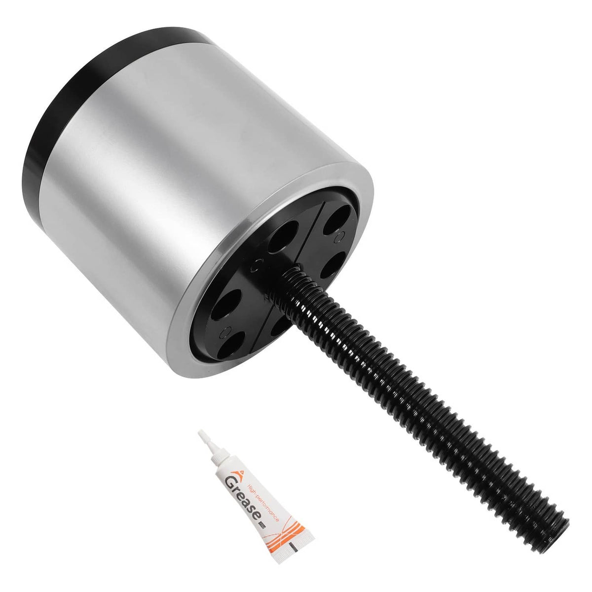 Steel bushing installation tool sleeve on threaded rod with grease tube