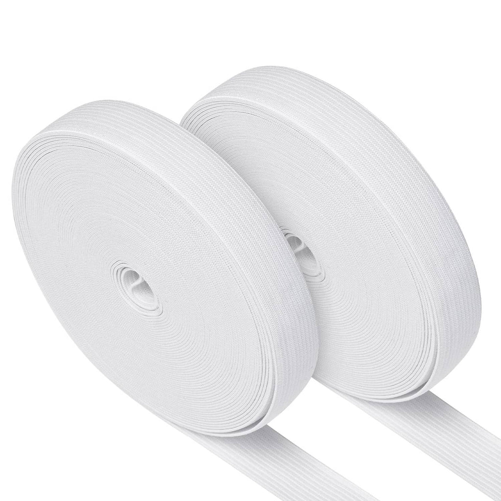 Two white rolls of 3/4 inch sewing elastic band