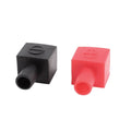 Motorcycle battery terminal cover set, soft plastic insulators in black and red with caps