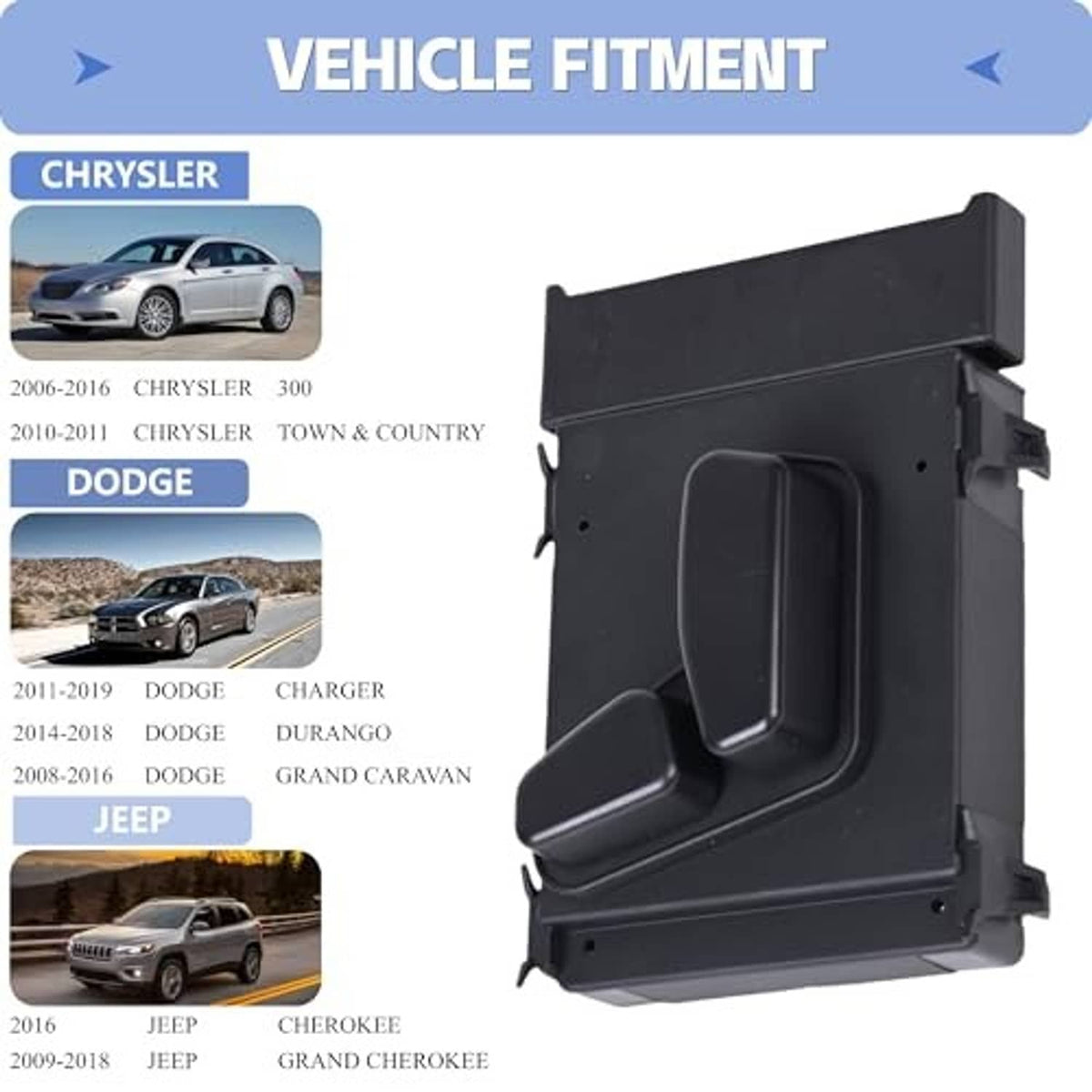 Vehicle fitment overview with a black power seat switch module