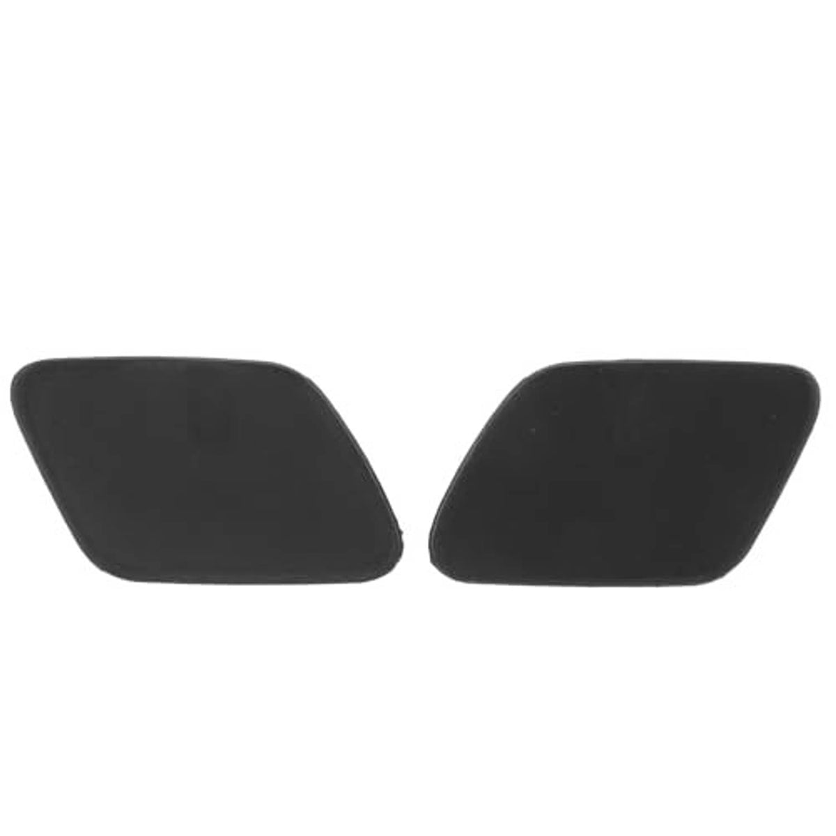 Two unpainted dark gray headlight washer cover caps, left and right