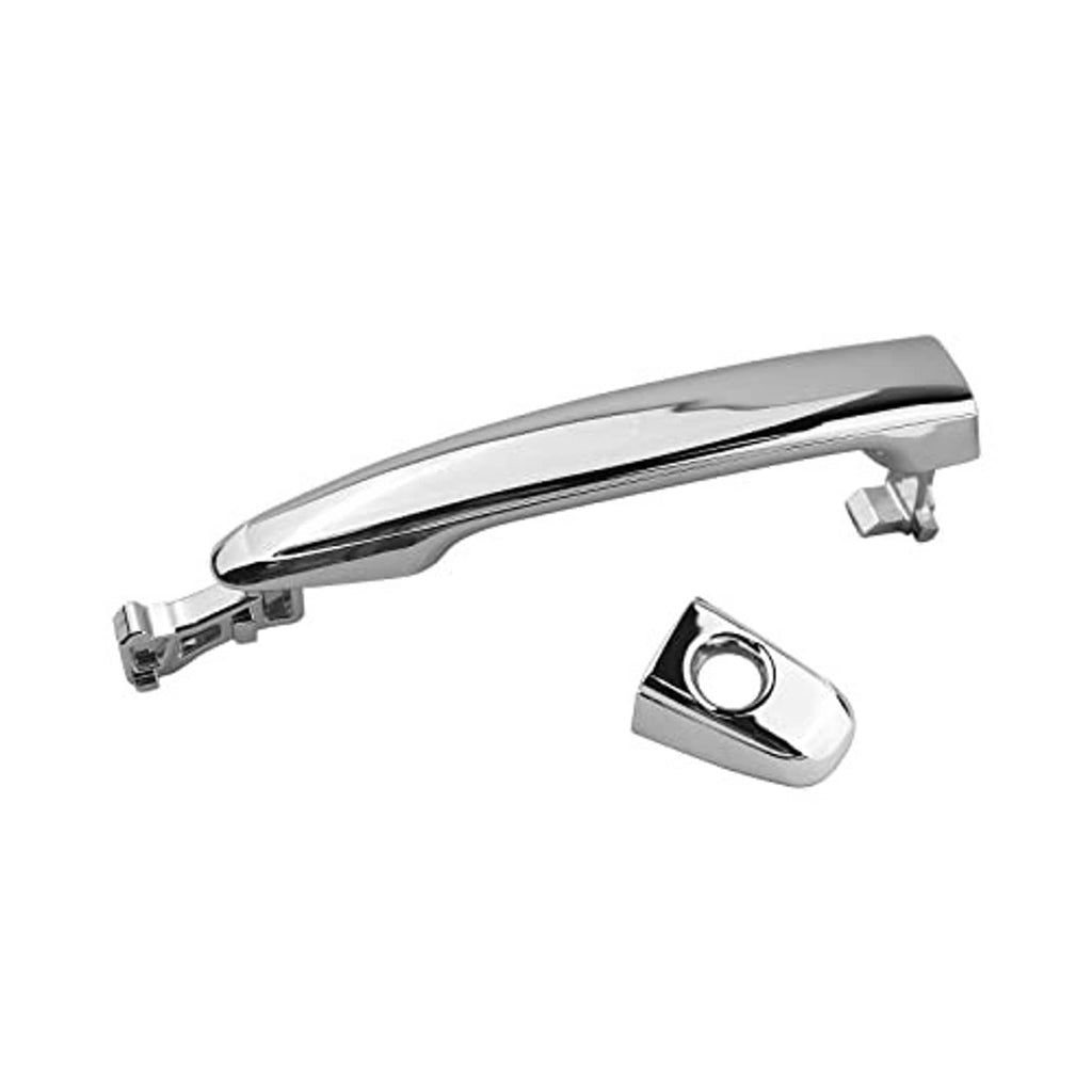 Chrome exterior door handle with lock bezel cover and side mounting bracket