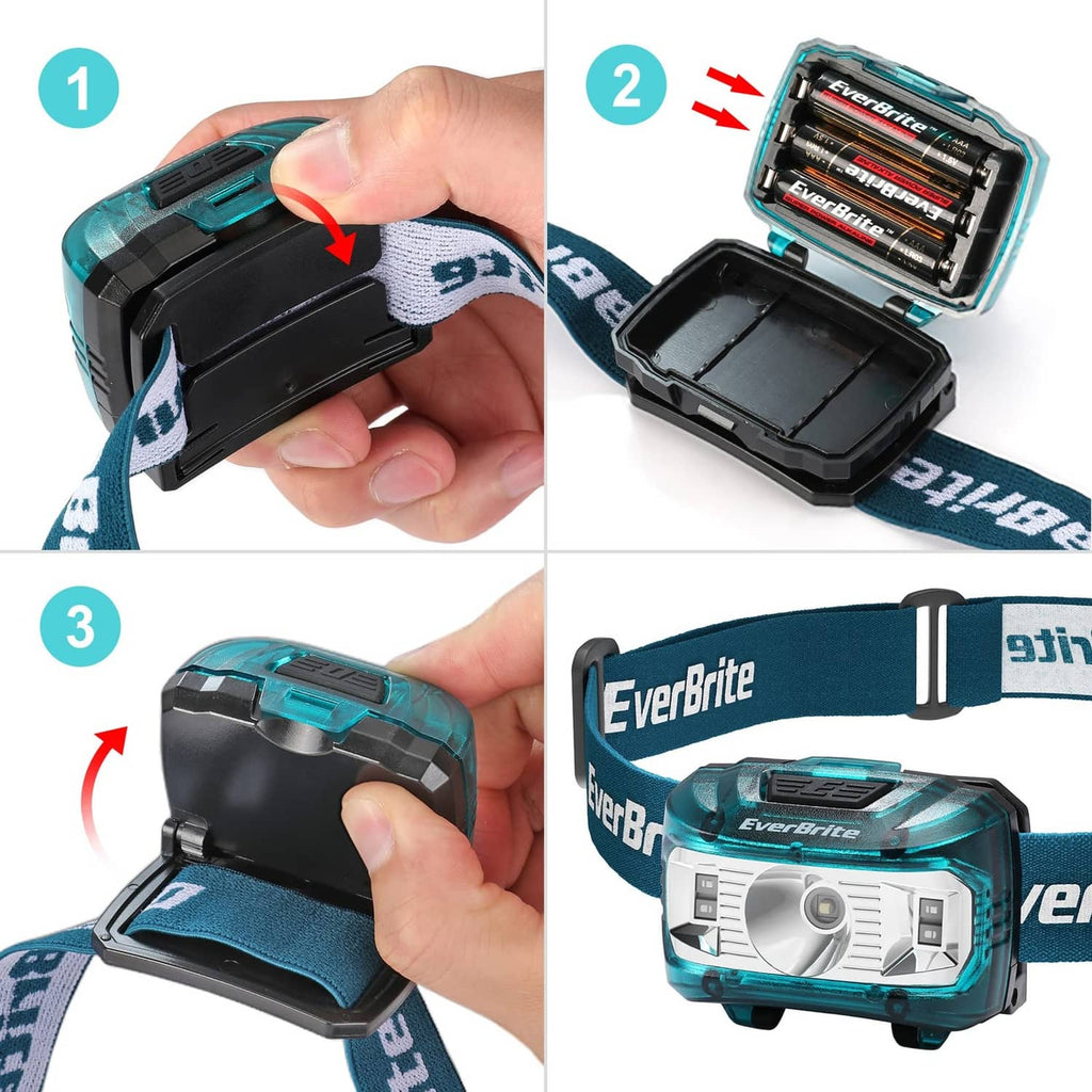 EverBrite kids headlamp open battery compartment with blue light housing