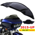 Black motorcycle air duct cover fairing, curved glossy panel with vent cutout