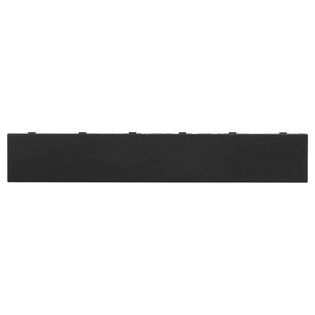 Single black interlocking garage floor edge strip with connector tabs across top