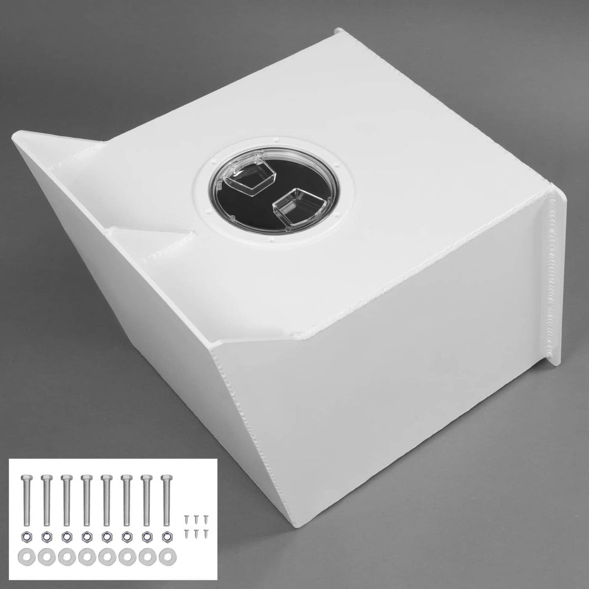 White 20-inch outboard single engine bracket with circular motor mount opening.