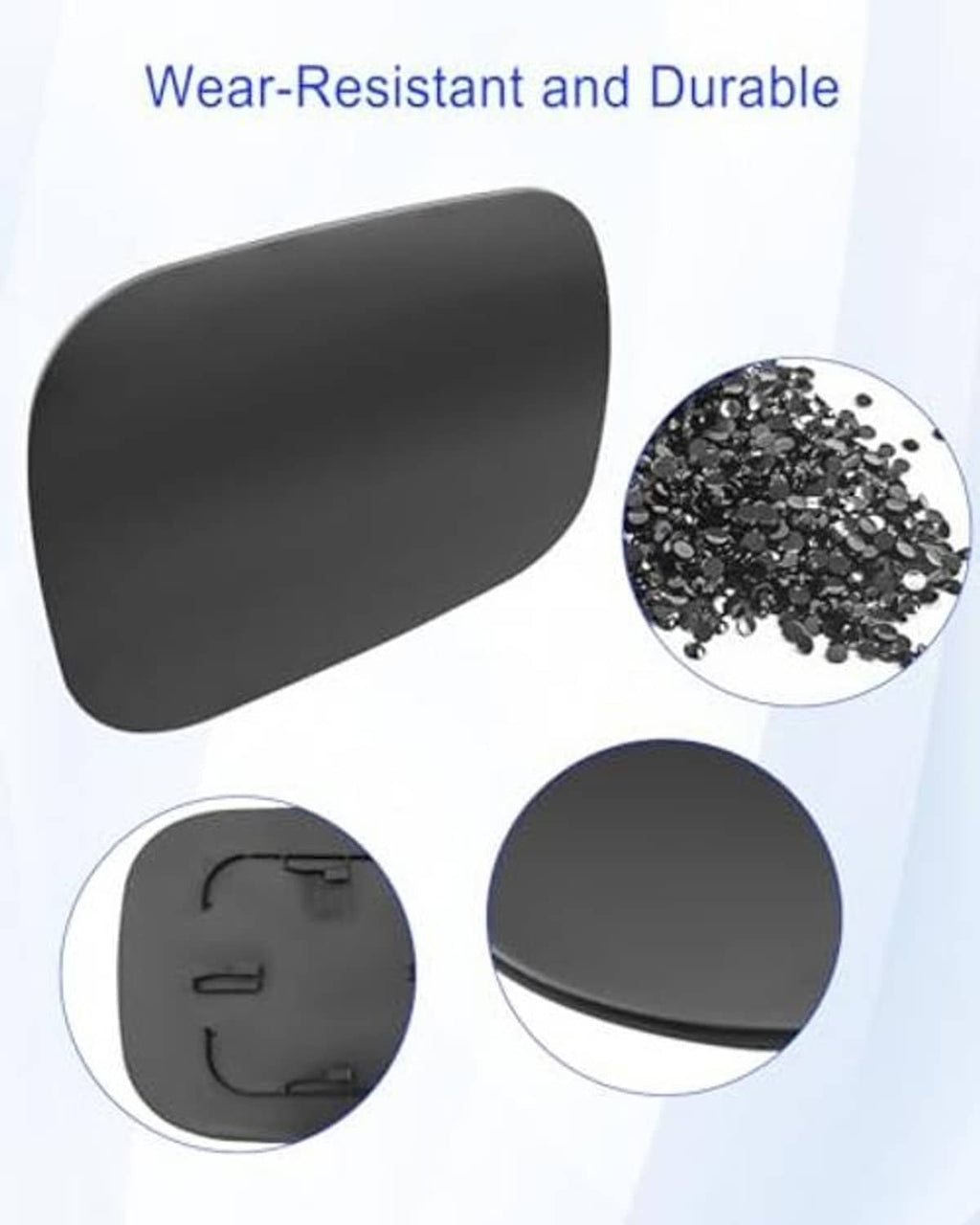 Fuel tank cap cover set, matte black oval with texture and corner mounting tabs