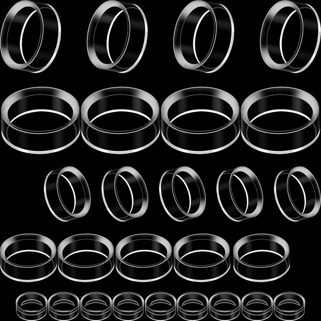 Assorted acrylic crystal sphere stand rings in small, medium, and large sizes (set)