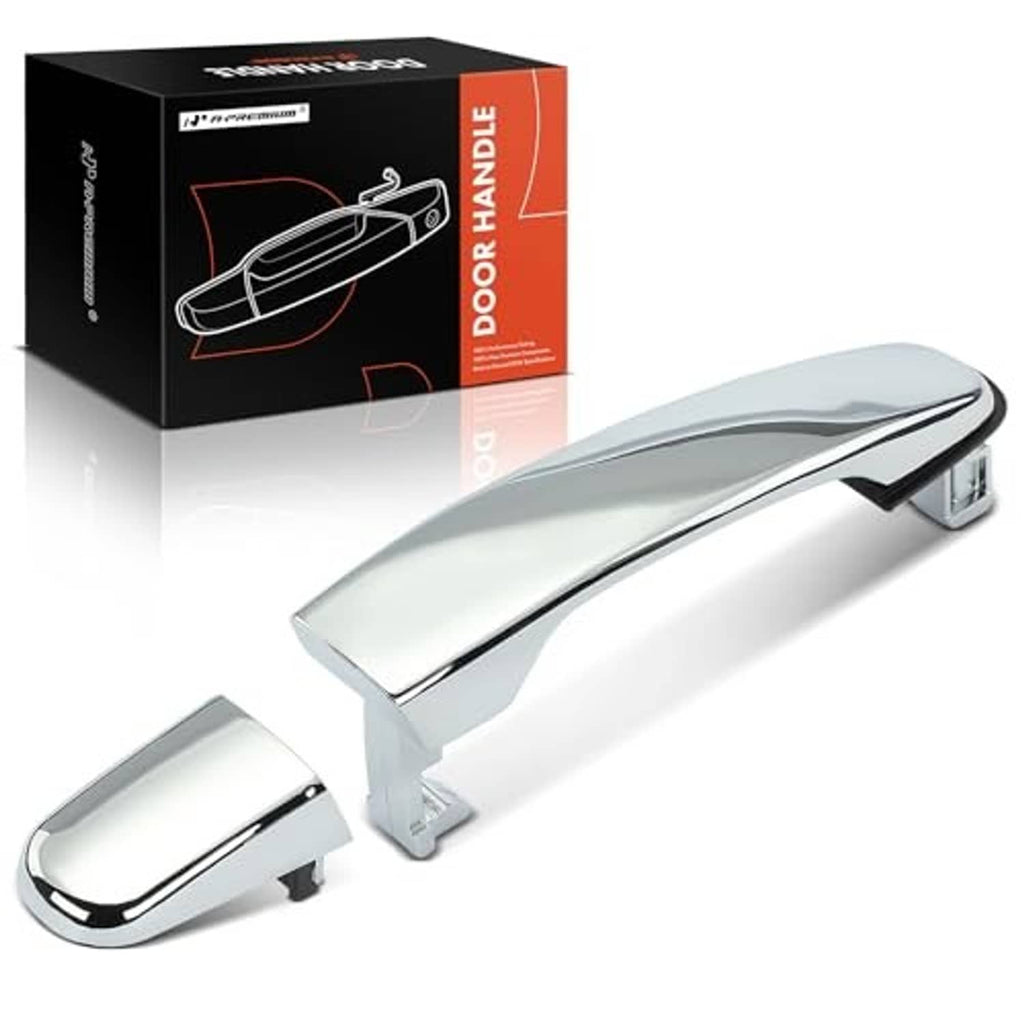 Chrome exterior door handle with matching cover plate