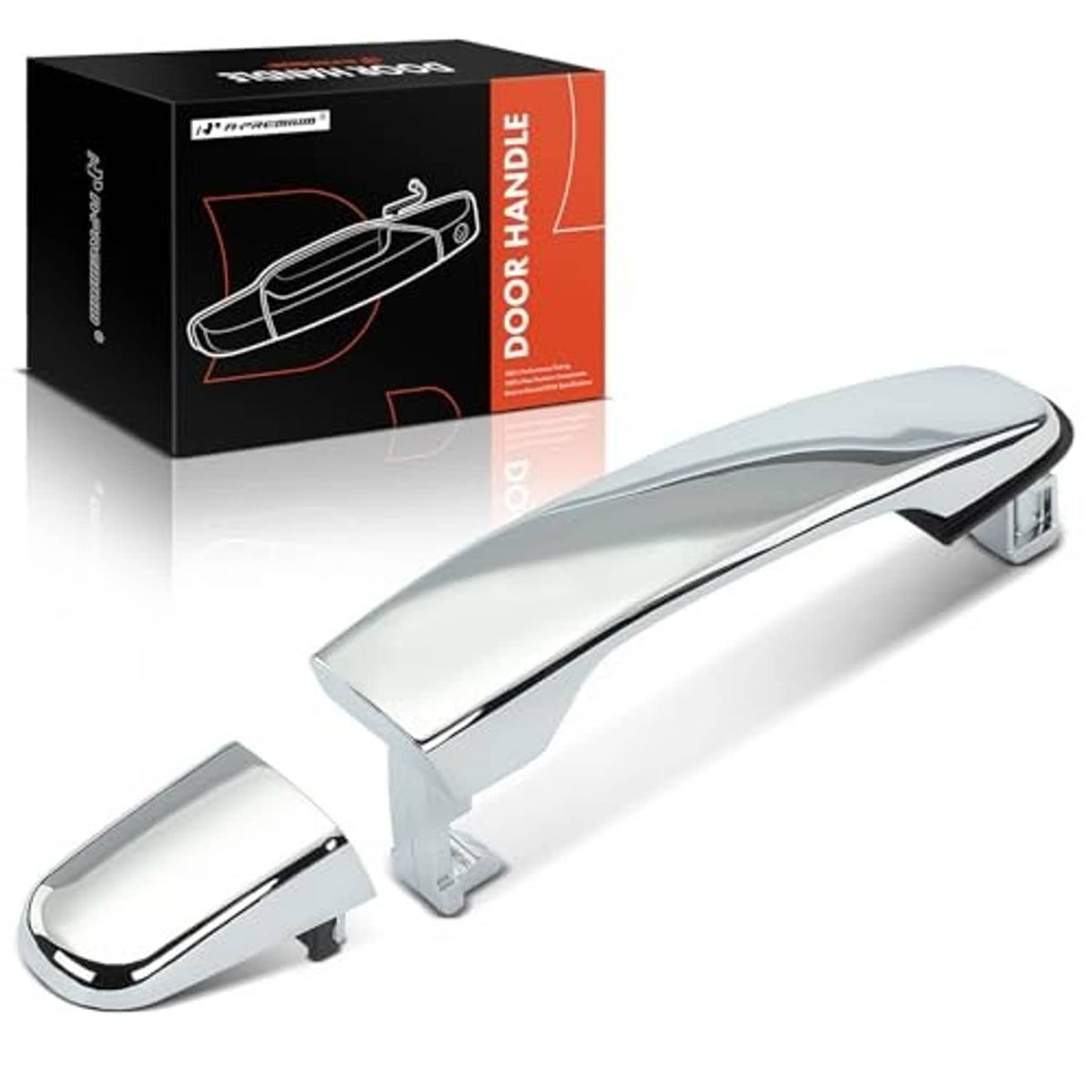 Chrome exterior door handle with matching cover plate