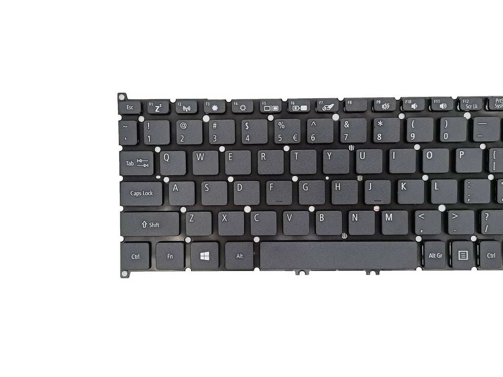 Black replacement laptop keyboard showing QWERTY keys and silver key legends