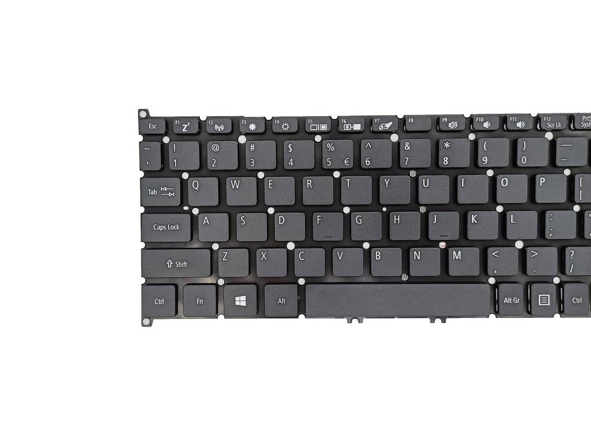 Black replacement laptop keyboard showing QWERTY keys and silver key legends