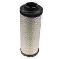 Air filter cartridge with black cap and white pleated mesh filter element