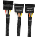 Dual SATA power adapter cable with two black SATA plugs and color-coded wires
