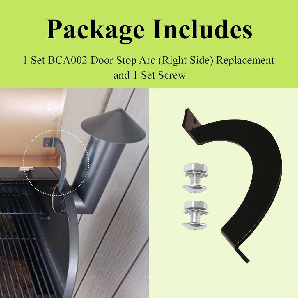 Black right-side grill lid door stop arc with two screws for replacement