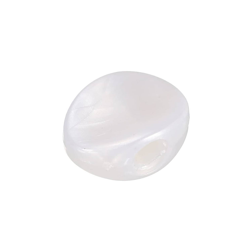 White oval guitar tuning peg button with glossy acrylic finish