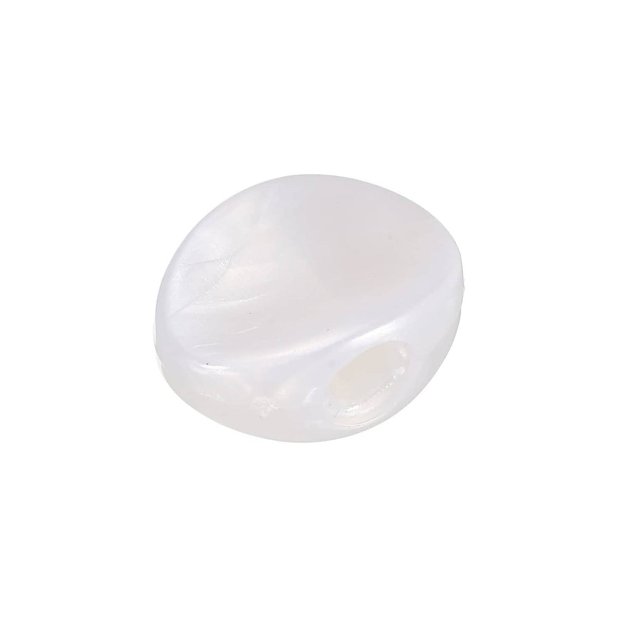 White oval guitar tuning peg button with glossy acrylic finish