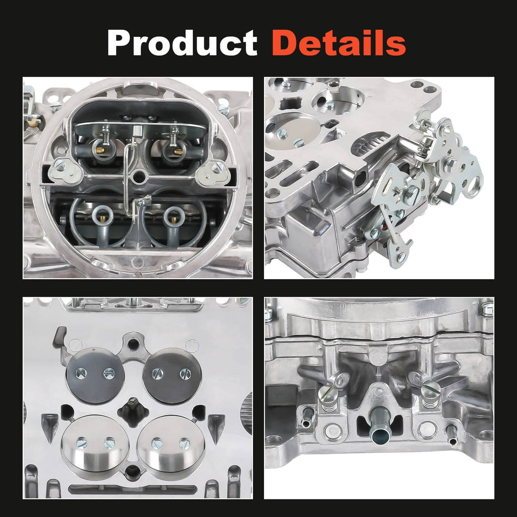 Carburetor top and side details showing dual bores, passages, and mounting points