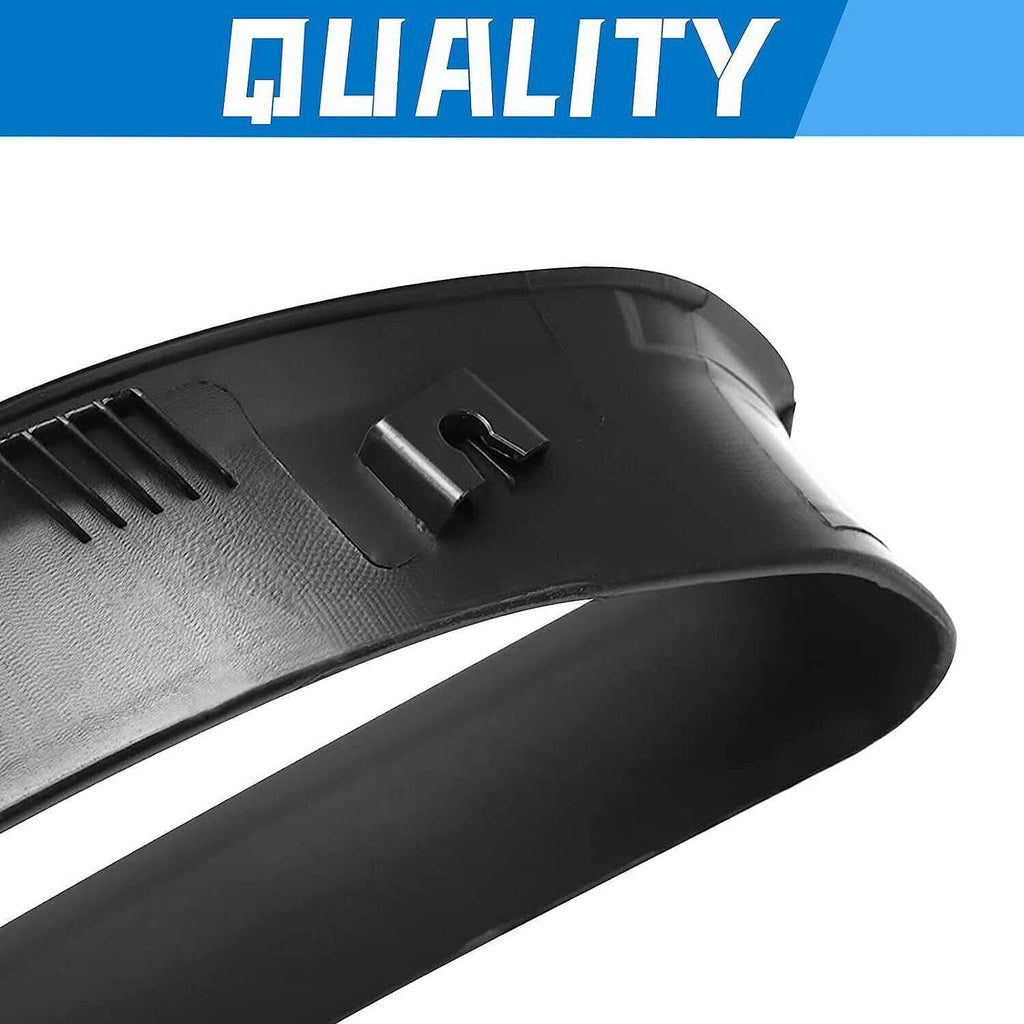 Black tow hook bezel cover close-up with molded slots and textured surface