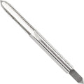 HSS metric machine tap with threaded cutting edge and tapered lead