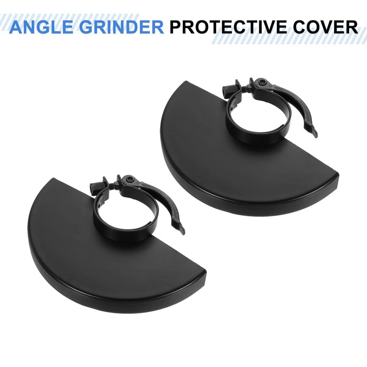 Two black protective covers for angle grinder, adjustable guard design
