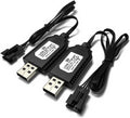 SM-4P 7.4V USB charger pack with two USB-A plugs and molded black battery connectors