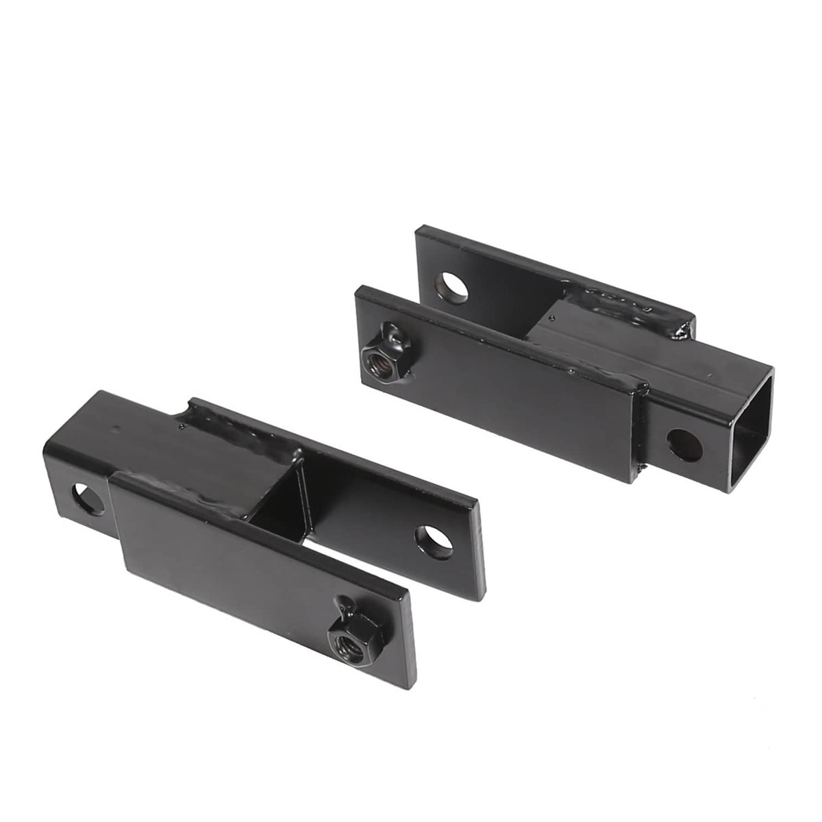 Steel golf cart lift kit blocks with mounting holes, dark finish