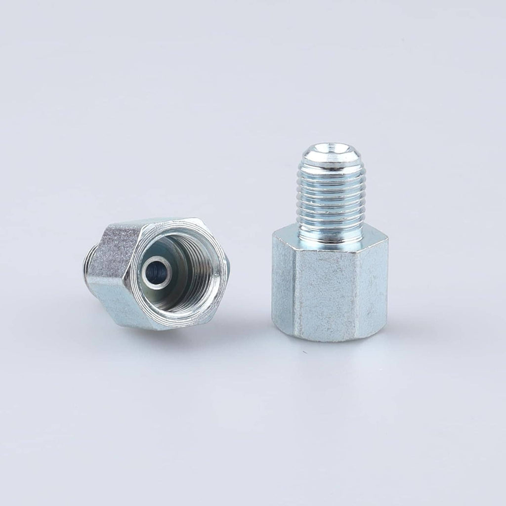 Brake line thread adapter set with silver hex fittings and visible internal female opening