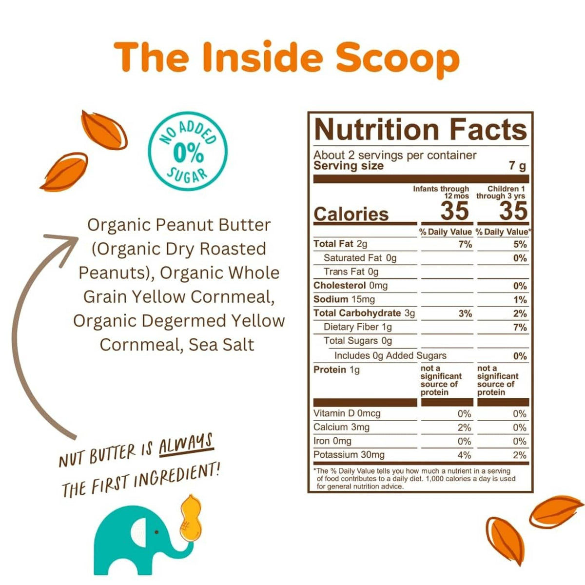 Organic peanut butter puff snack nutrition facts and ingredient list