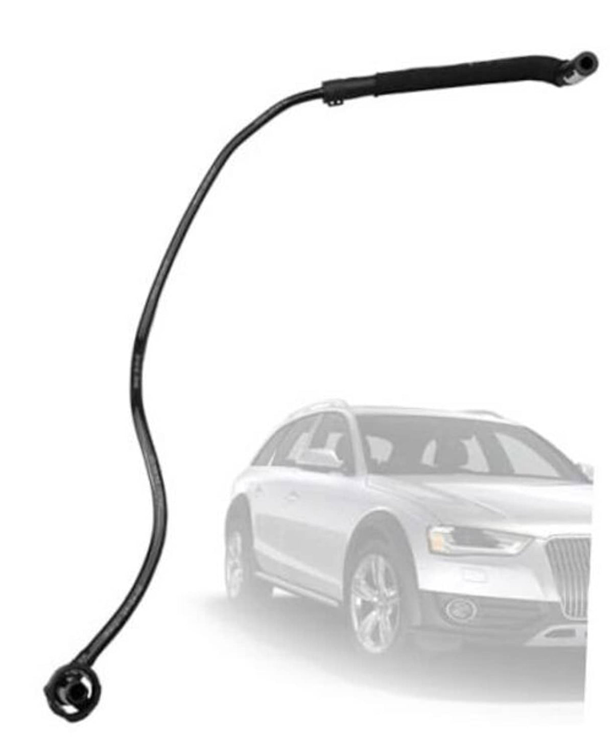 Engine coolant overflow hose assembly with black tubing and two end fittings