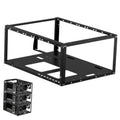 Open frame PC test bench with two tiers and black metal rack frame