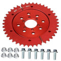Red 42T split chain sprocket with mounting holes and center bore for 420 chain