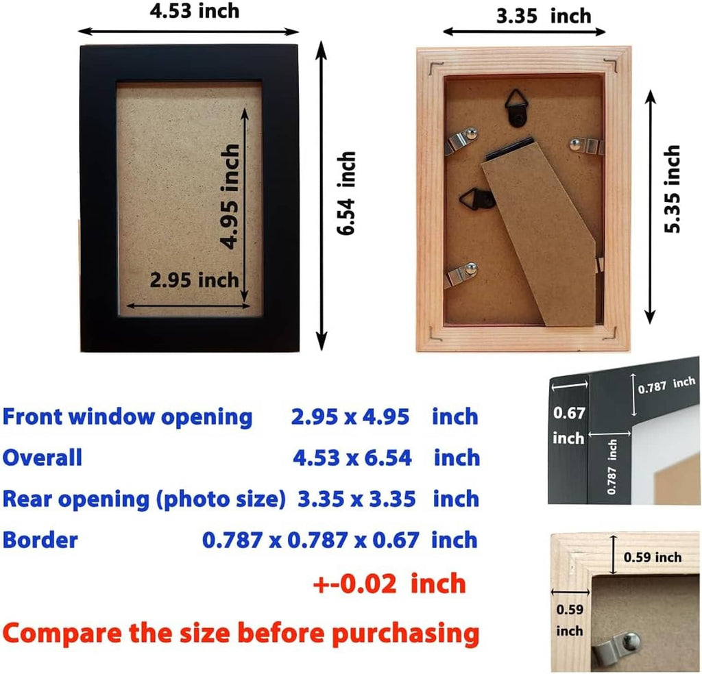 Black solid wood picture frame with clear acrylic front, back-loading, open backing visible