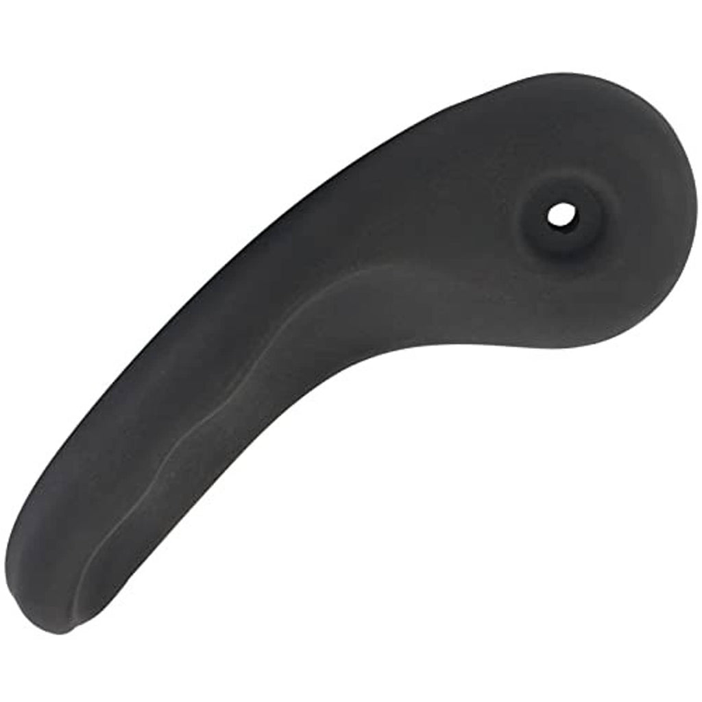 Seat recliner handle lever, dark gray/black, curved shape with round mounting hole